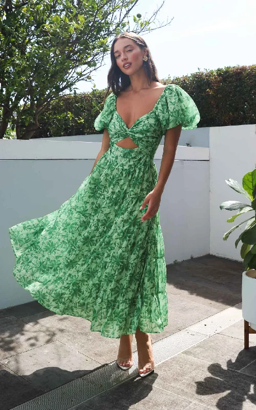 Women's Resort Garments Bretta Maxi Dress - Daisy Green Floral