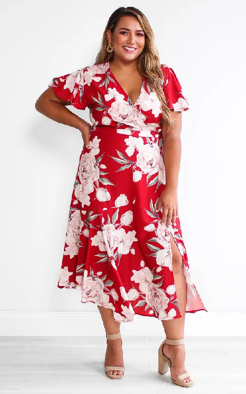 Fashionable Women's Clothes Annalise Dress - Red Floral