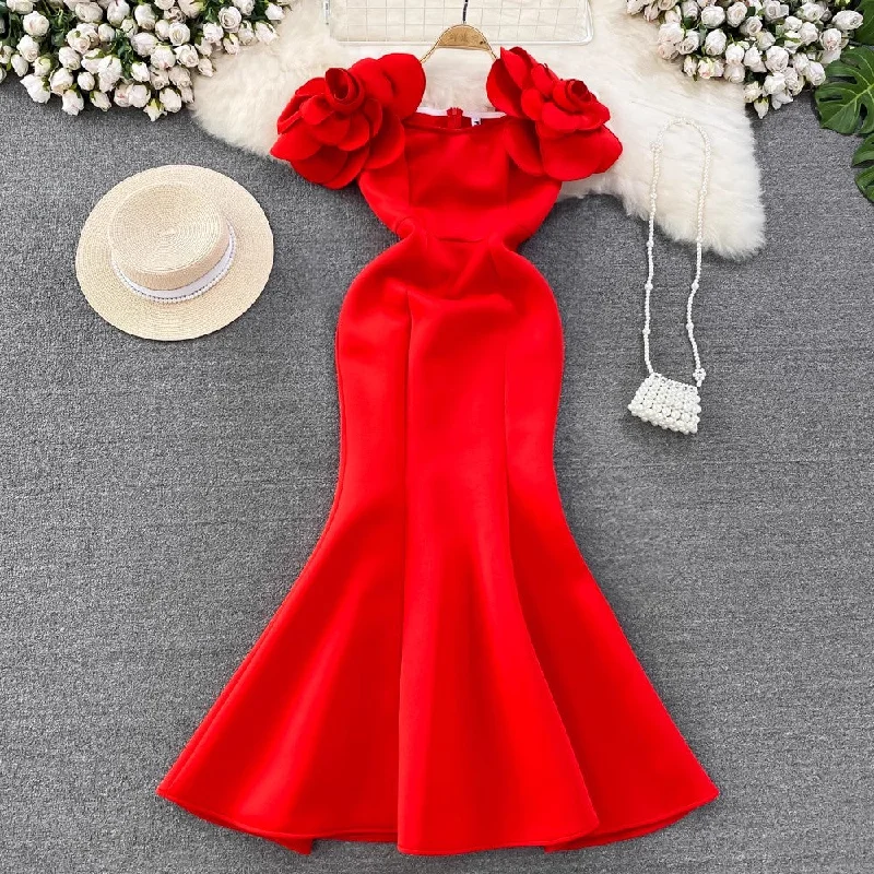 Women's Classic Attire elegant and sexy long red wedding evening dress for women     S4094