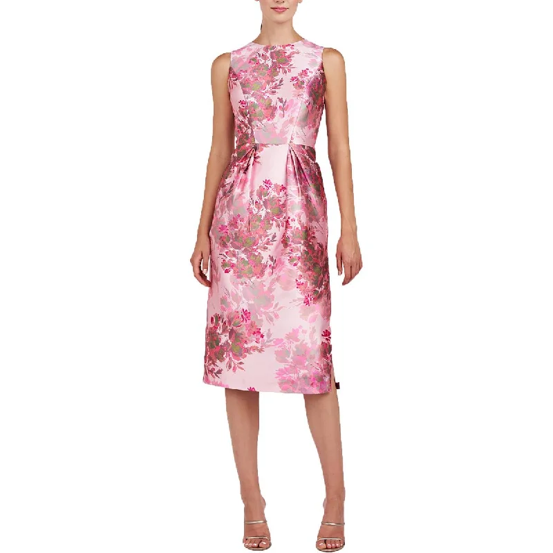 Sustainable Women's Apparel Kay Unger New York Womens Floral Print Knee-Length Cocktail And Party Dress