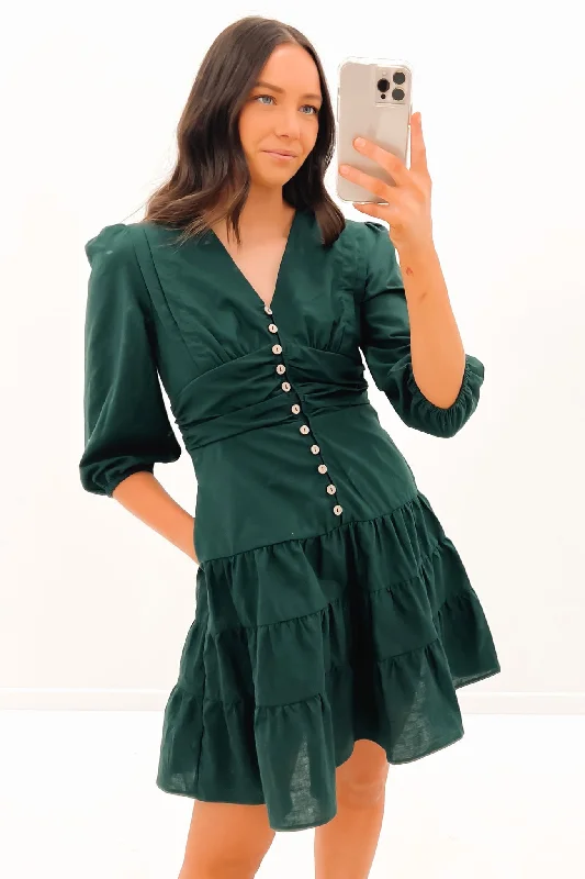 Women's Vintage Attire Aubra Mini Dress Emerald