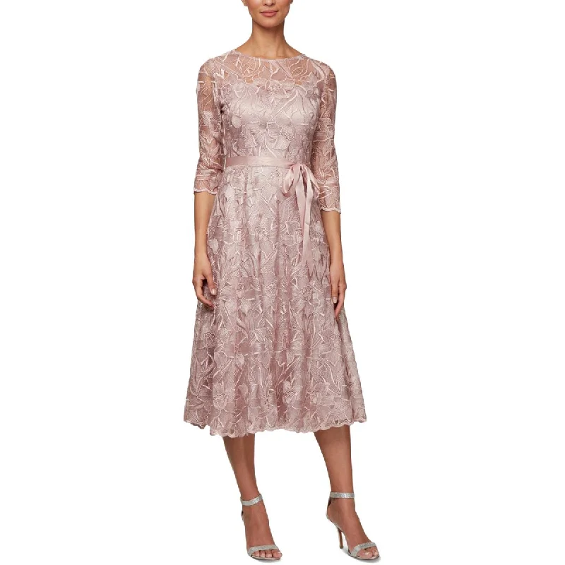 Modern Women's Attire Womens Lace Floral Midi Dress