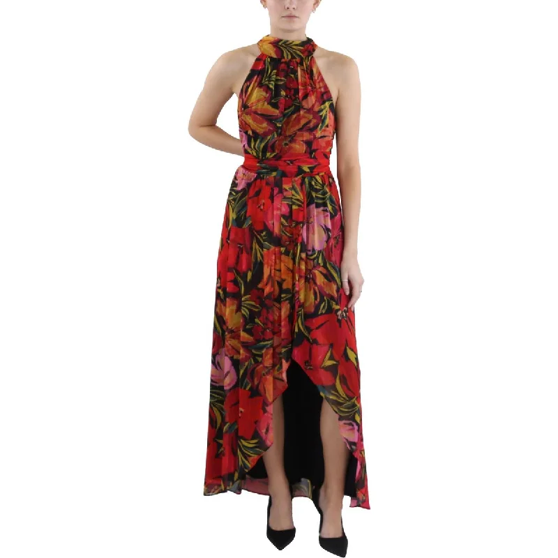 Women's Fashion Clothes Womens Full Length Floral Print Halter Dress