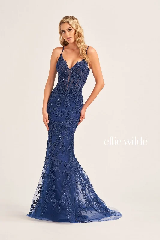 Women's Night-Out Clothes Ellie Wilde EW35115 Long Formal Sequin Evening Prom Gown