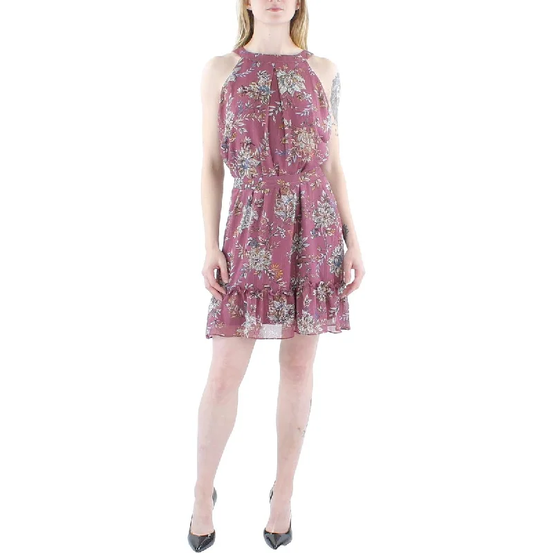 Women's Elegant Apparel BCX Womens Juniors Metallic Floral Halter Dress