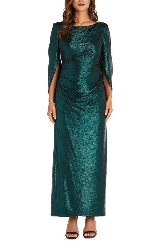 Vintage-Inspired Women's Apparel R&M Richards 7472 - Metallic Cape Gown