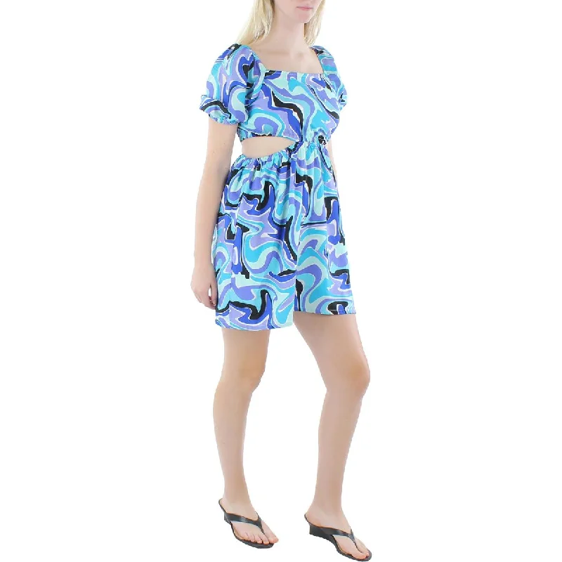 Women's Timeless Attire Wishing Waves Womens Cut-Out Printed Mini Dress