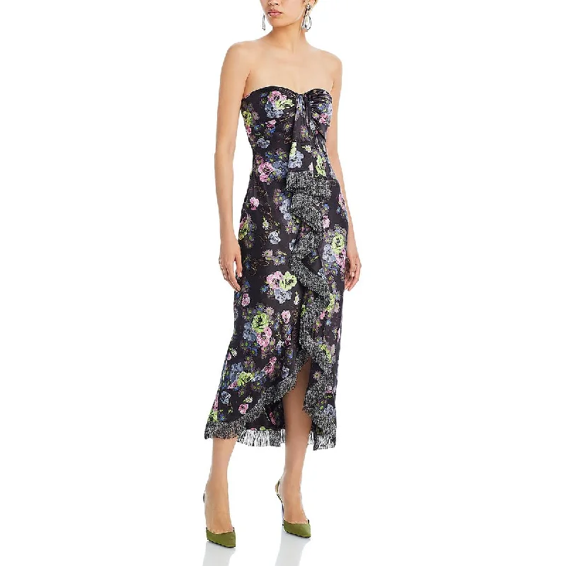 Stylish Women's Outfit Womens Midi Floral Print Evening Dress