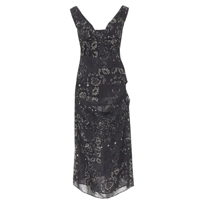 Women's Activewear Apparel Yohji Yamamoto floral paisley cut out draped midi dress