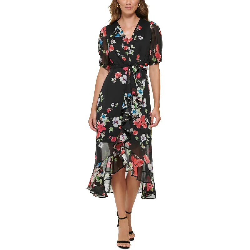 Stylish Women's Apparel DKNY Womens Floral Print Midi Dress