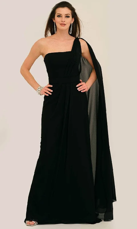 Women's Travel Attire Dave & Johnny 11288 - Draping Cape Asymmetric Prom Gown