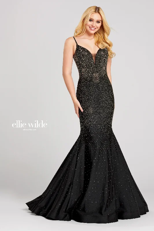 Vintage-Inspired Women's Clothes Ellie Wilde EW120012 Long Fitted Evening Prom Gown