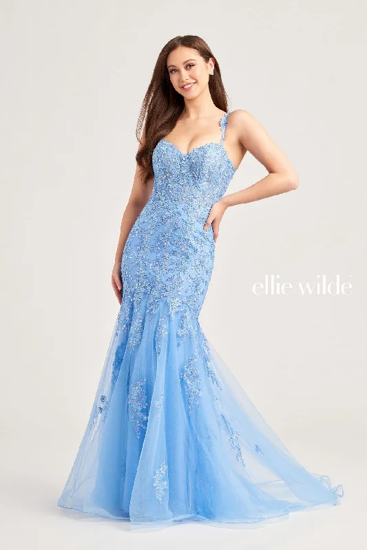 Women's Elegant Clothes Ellie Wilde EW35238 Long Mermaid Formal Beaded Prom Gown