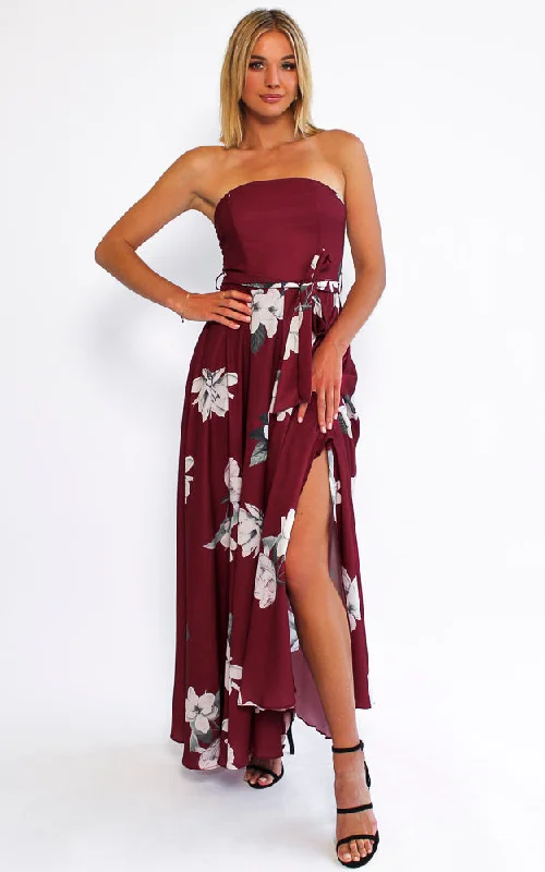 Women's Festive Attire Tamra Maxi Dress - Burgundy Floral