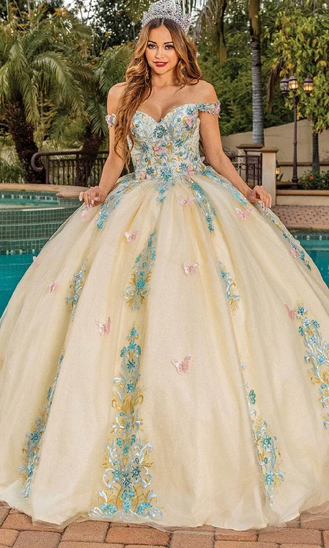 Women's Cozy Clothes Dancing Queen 1823 - Butterfly Appliqued Sweetheart Ballgown