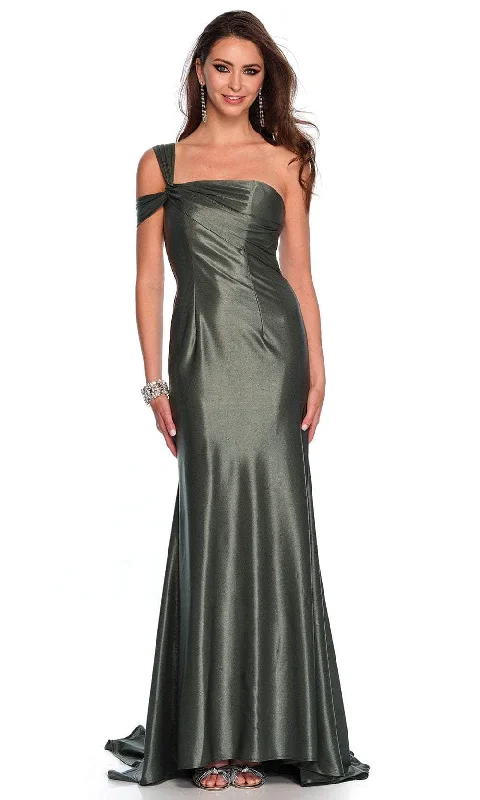 Women's Chic Outerwear Attire Dave & Johnny 11486 - Ruched One Sided Cold Shoulder Prom Gown