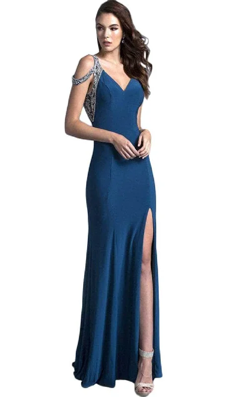 Women's Vintage-Inspired Clothing Aspeed Design - Cold Shoulder Sheath Prom Gown L2007