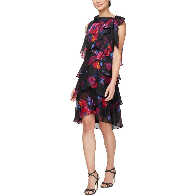 Women's Casual Outfit Womens Knee-Length Floral Print Cocktail And Party Dress