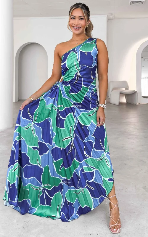 Women's Vintage Attire Rochelle Maxi Dress - Blue Green Floral