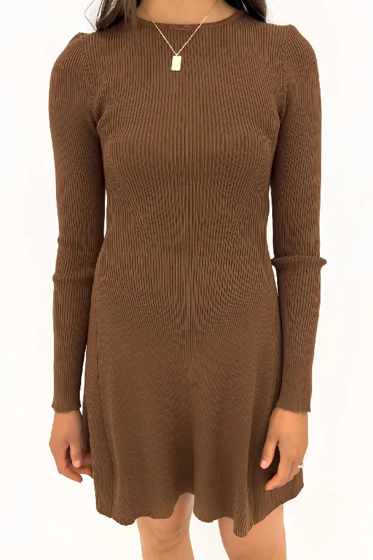 Women's Resort Garments Kiani Rib Knit Mini Dress Chocolate