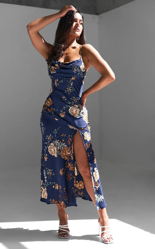 Women's Comfortable Apparel Mamacita Midi Dress - Navy Floral