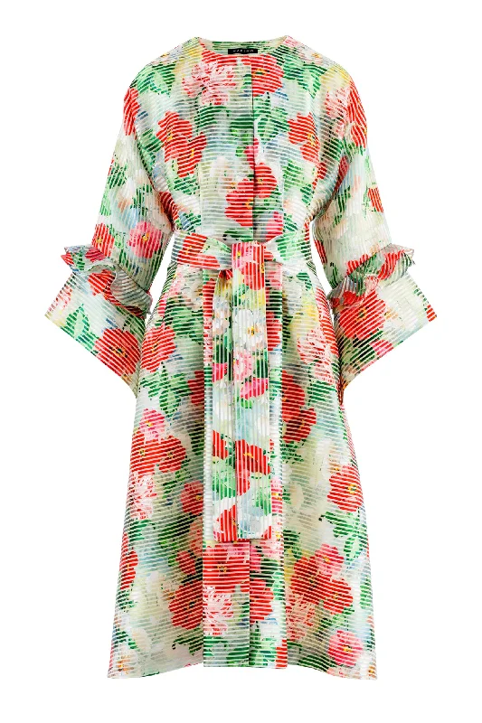 Women's Layered Outfit ADLUMIA FLORAL ORGANZA SILK BLEND COAT DRESS