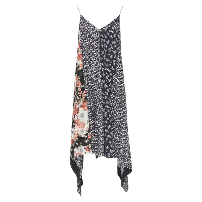 Women's Vintage-Inspired Outfit Rag & Bone silver chain mixed floral patchwork handkerchief dress