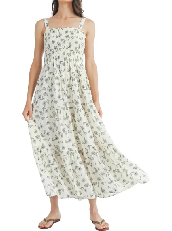 Women's Formal Apparel Floral Smocked Maxi Dress In Ivory