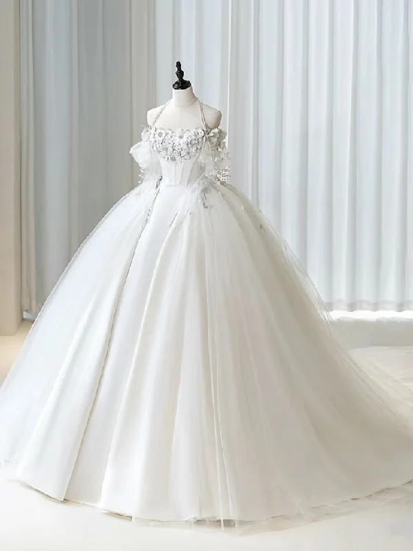 Women's Evening Apparel A Line Off Shoulder Long Wedding Dresses A Line White Bridal Gown        S6362