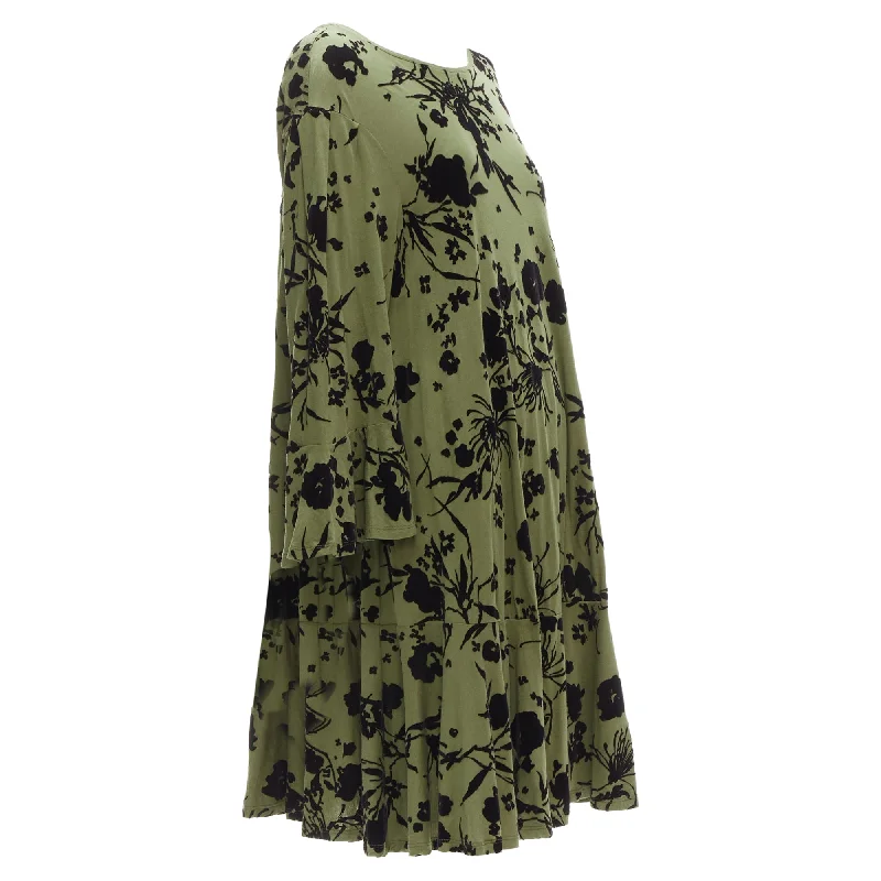 Casual Apparel For Women Dries Van Noten cotton floral bell sleeve flutter dress