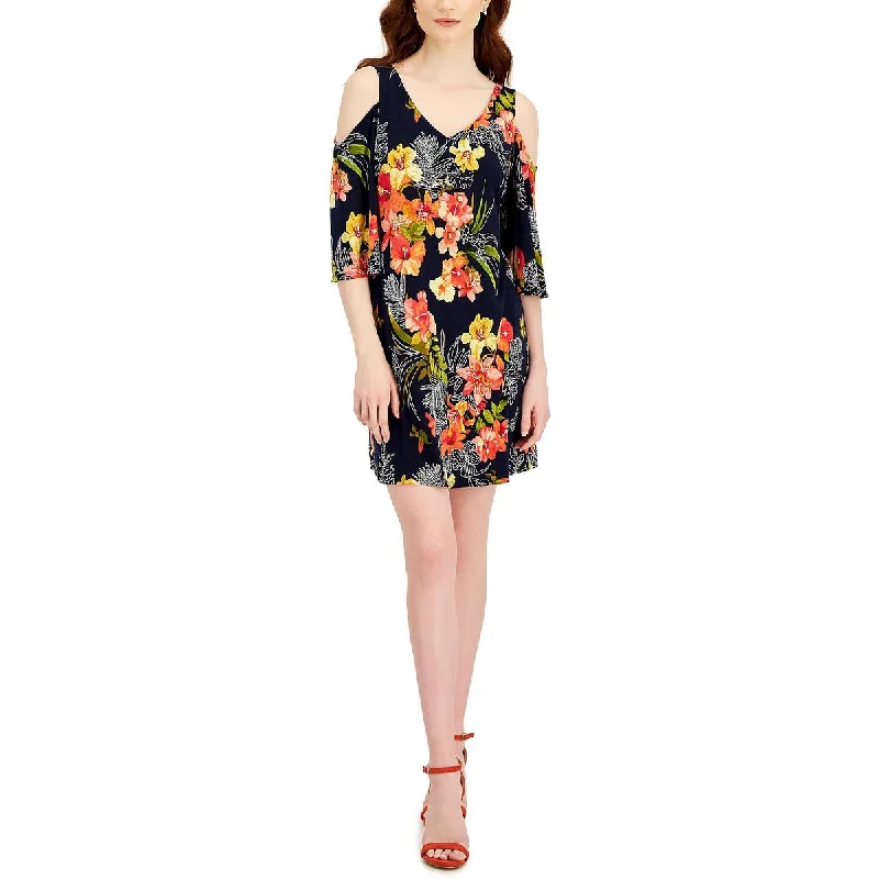 Chic Women's Garments Connected Apparel Womens Petites Floral Mini Fit & Flare Dress