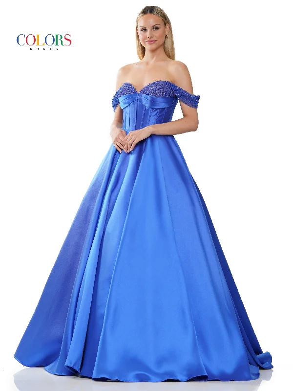 Women's Transitional Outfit Colors 3191 Long Off Shoulder Mikado Prom Ball Gown