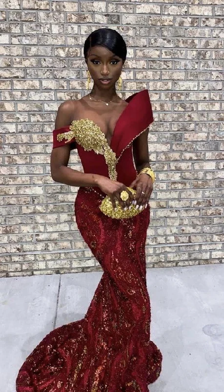 Women's Attire Burgundy African mermaid wedding dress, engagement dress, mermaid prom dress      S6803