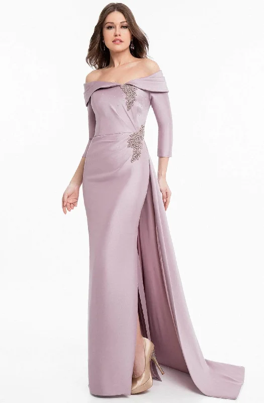 Women's Relaxed Outfit Terani Couture 1821M7550 - Off Shoulder Evening Gown with Sash