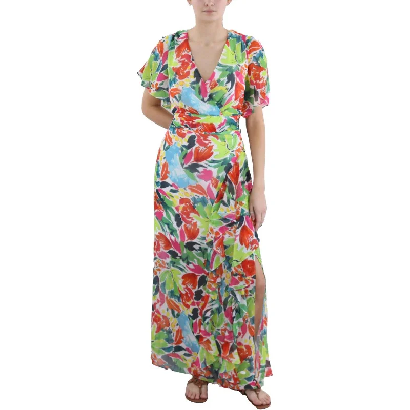 Women's Elegant Clothes Plus Womens Full Length Floral Print Maxi Dress