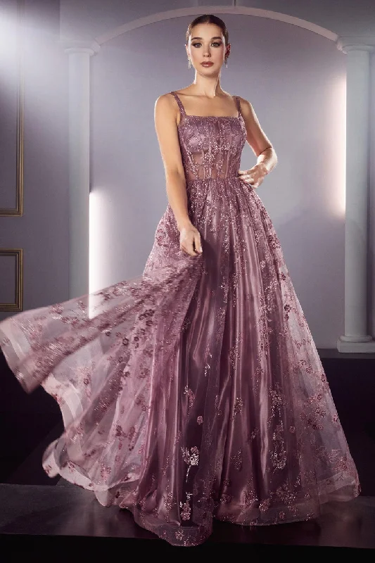 Women's Elegant Evening Outfit Rose Gold 8 Cinderella Divine J840 Long A-Line Evening Gown Sale