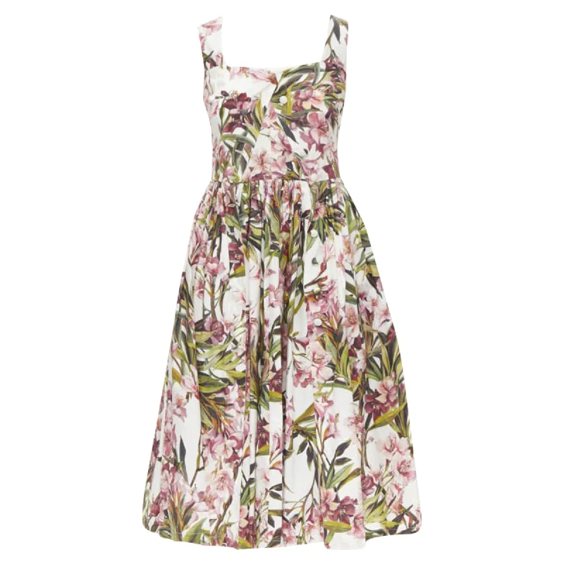 Women's High-Fashion Outfit Dolce & Gabbana floral button cotton midi dress