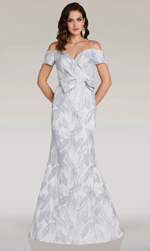 Women's Seasonal Wardrobe Clothing Feriani Couture 18357 - Sweetheart Leaf Printed Evening Gown