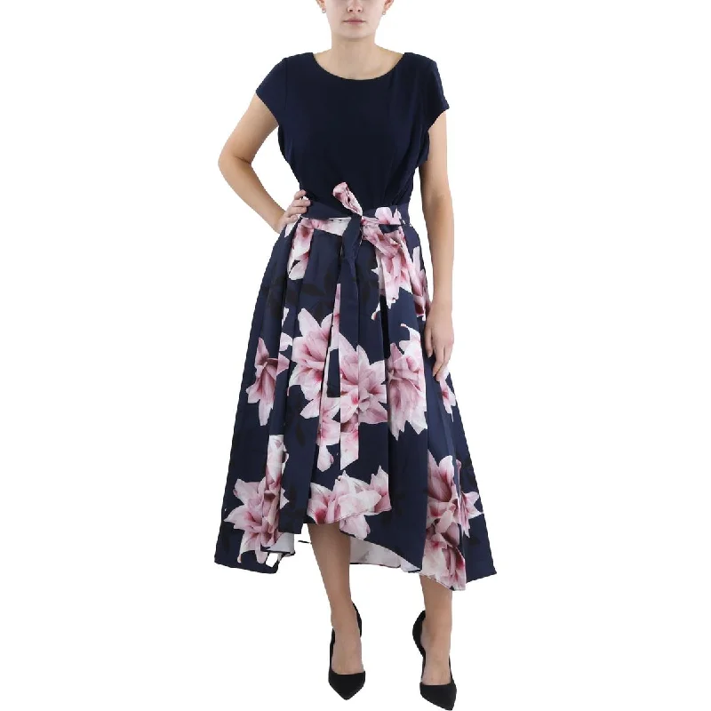 Women's Timeless Attire Plus Womens Hi-Low Floral Print Cocktail And Party Dress