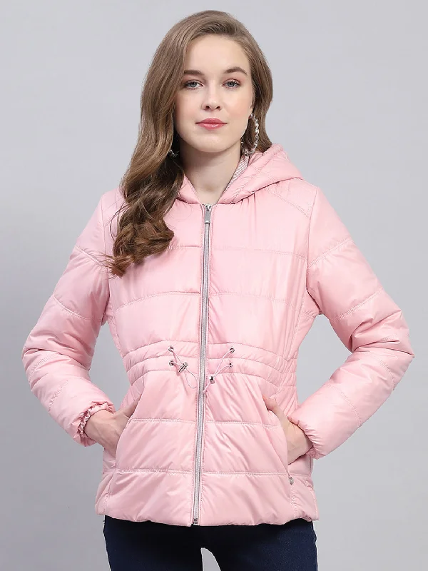 Charming Women's Clothes For Special Events Women Pink Solid Hooded Full Sleeve Jacket