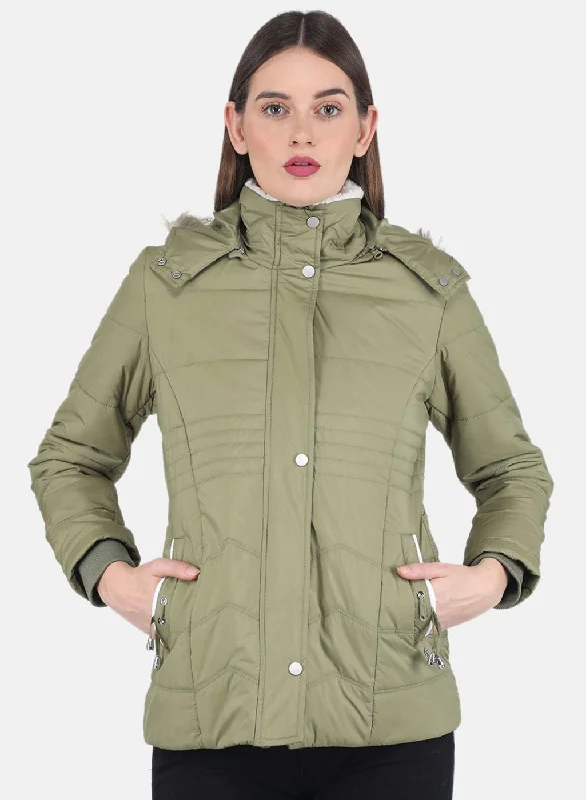 Women's Casual Wear Clothing Women Green Parka Jacket