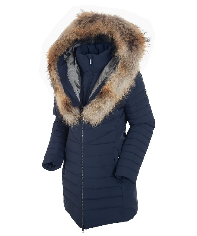 Affordable Women's Garments Women's River Waterproof Quilted 3/4 Coat with Removable Fur Ruff