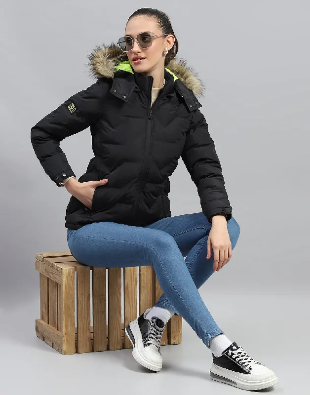 Casual Chic Women's Clothes Women Black Solid Hooded Full Sleeve Heating Jacket