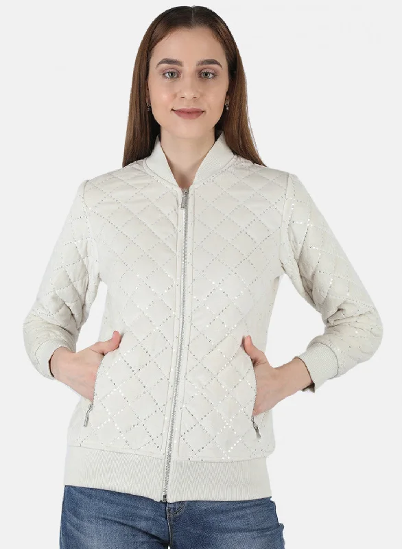 Comfortable Women's Clothing Women Cream Self Design Jacket