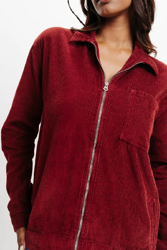 Women's Professional Clothes Red Corduroy Jacket