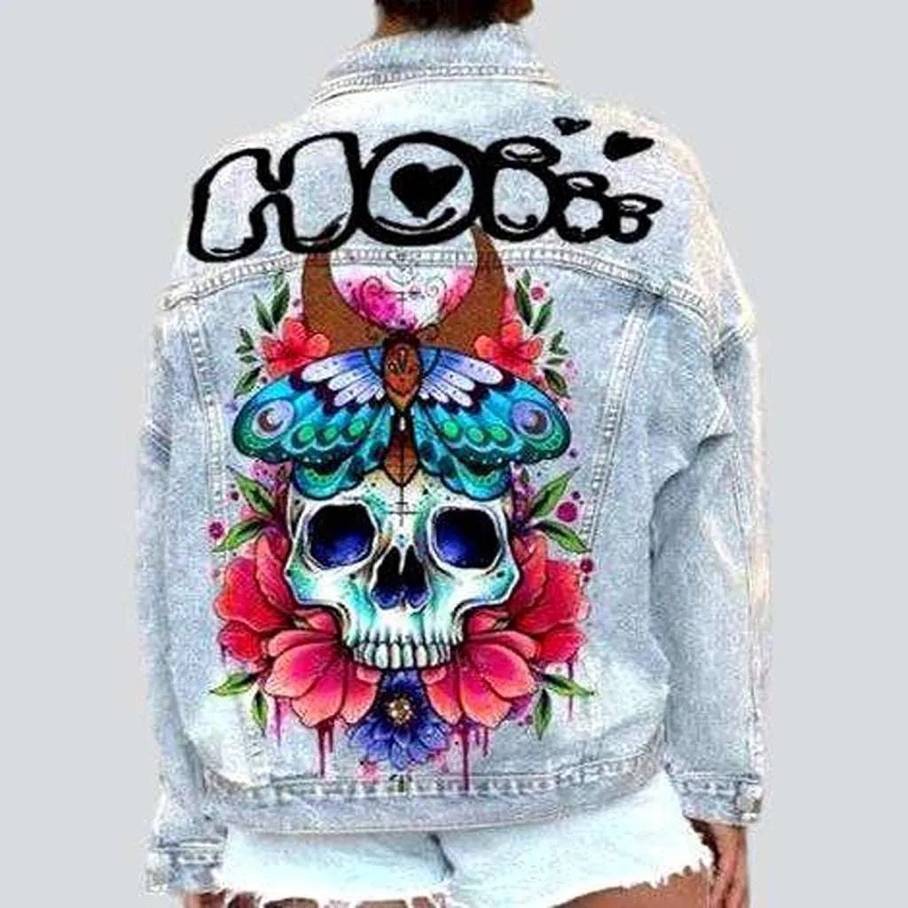 Women's Timeless Attire Skull print women's denim jacket