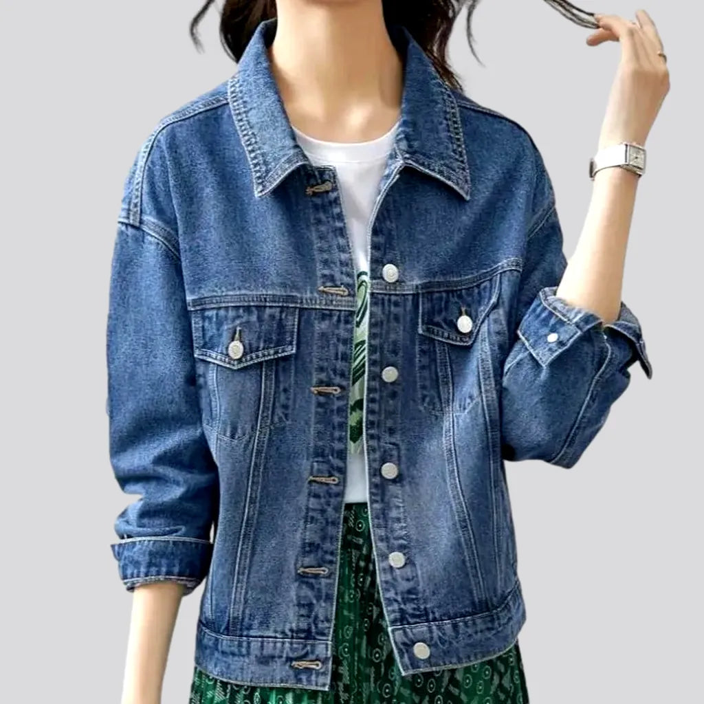 Women's Sporty Clothes 90s medium-wash women's jeans jacket