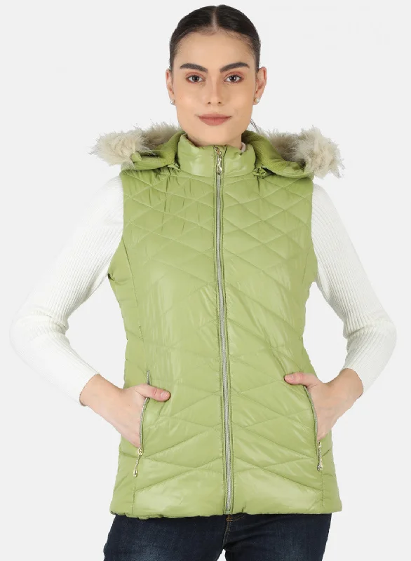 Timeless Women's Clothing Women Green Solid Jacket