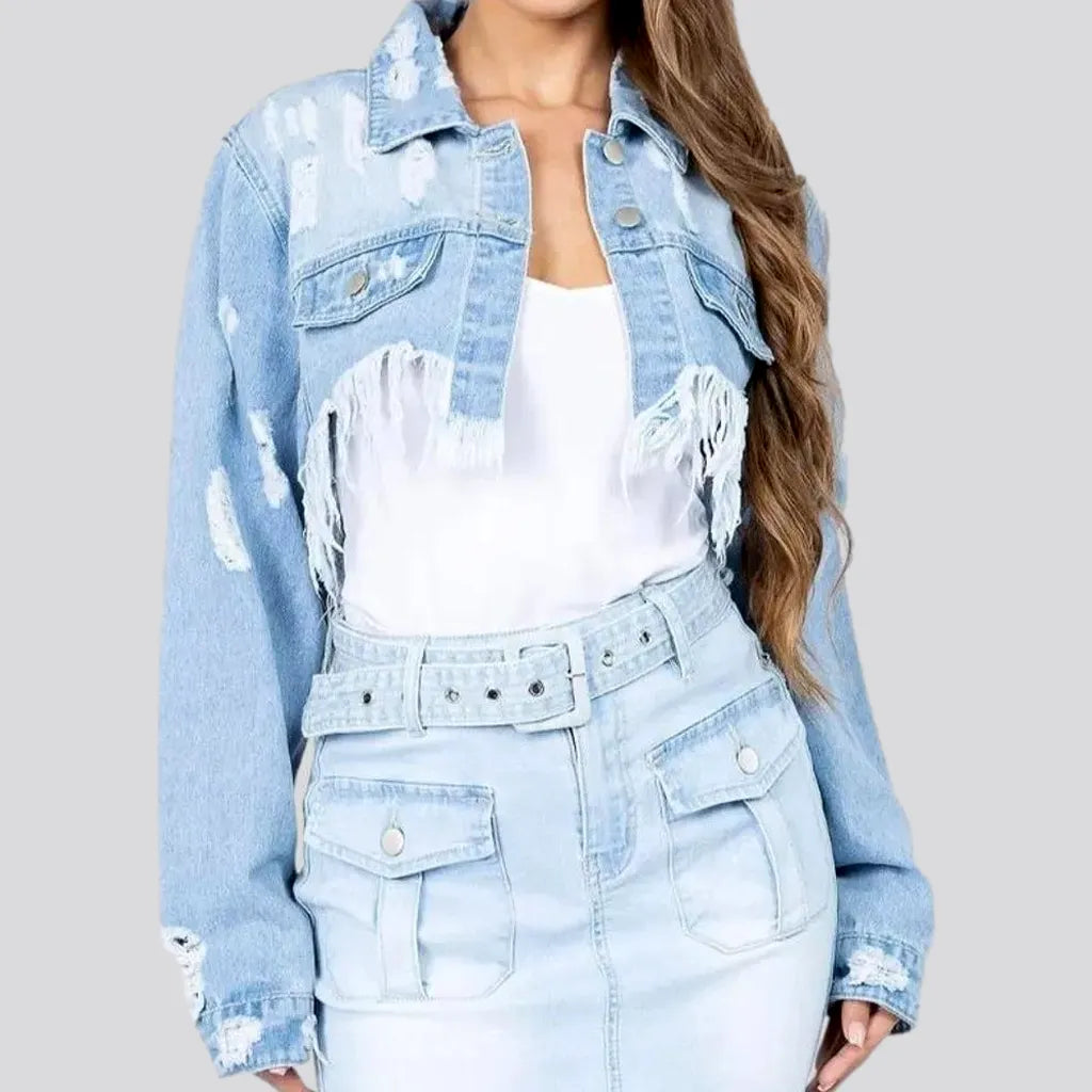 Women's Relaxed Outfit Trendy light wash women's denim jacket