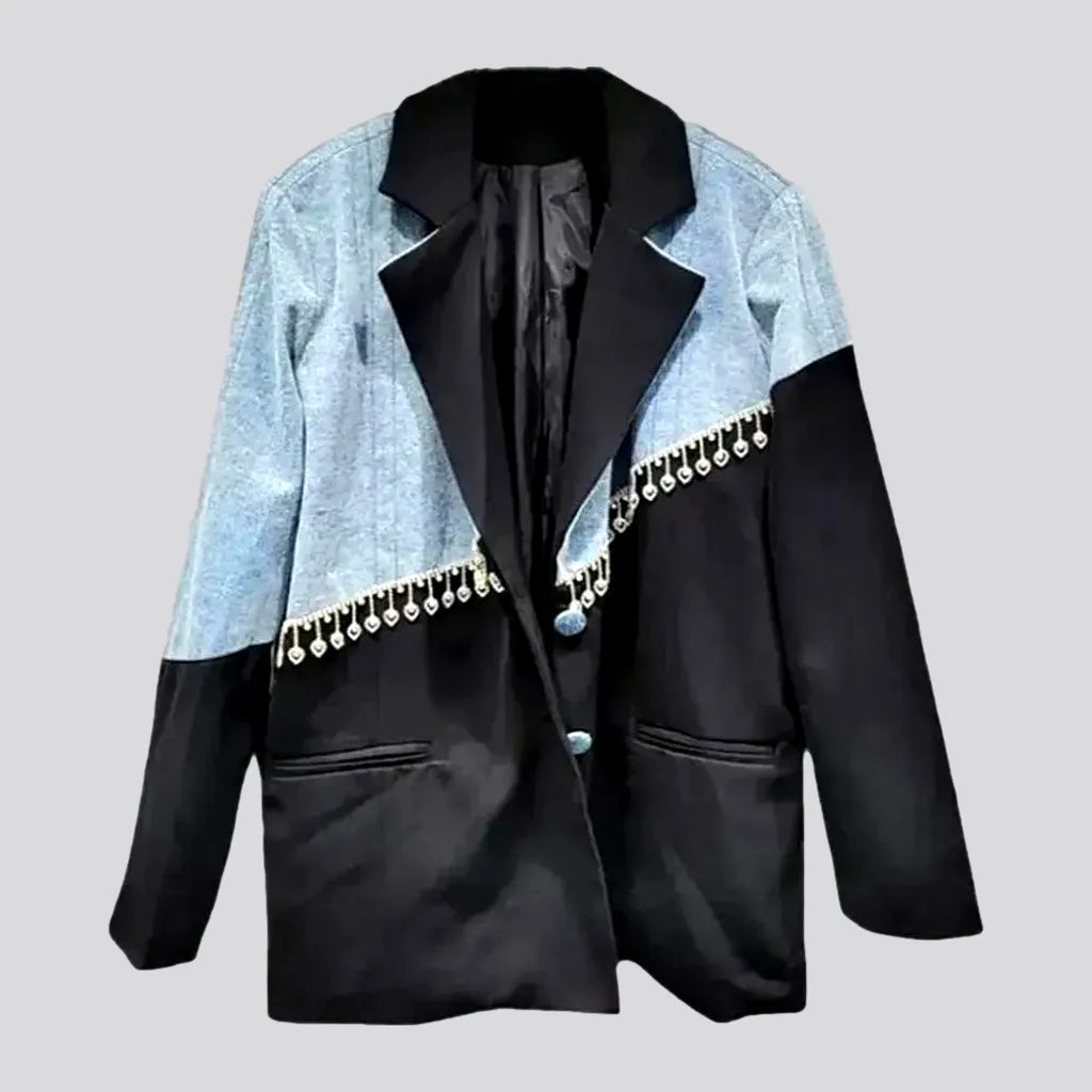 Stylish Women's Attire Light wash oversized women's jeans blazer jacket